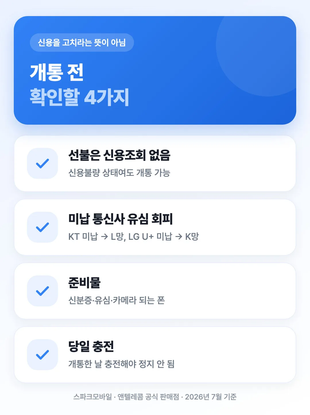 선불 신규가입 개통 전 확인할 4가지 체크리스트