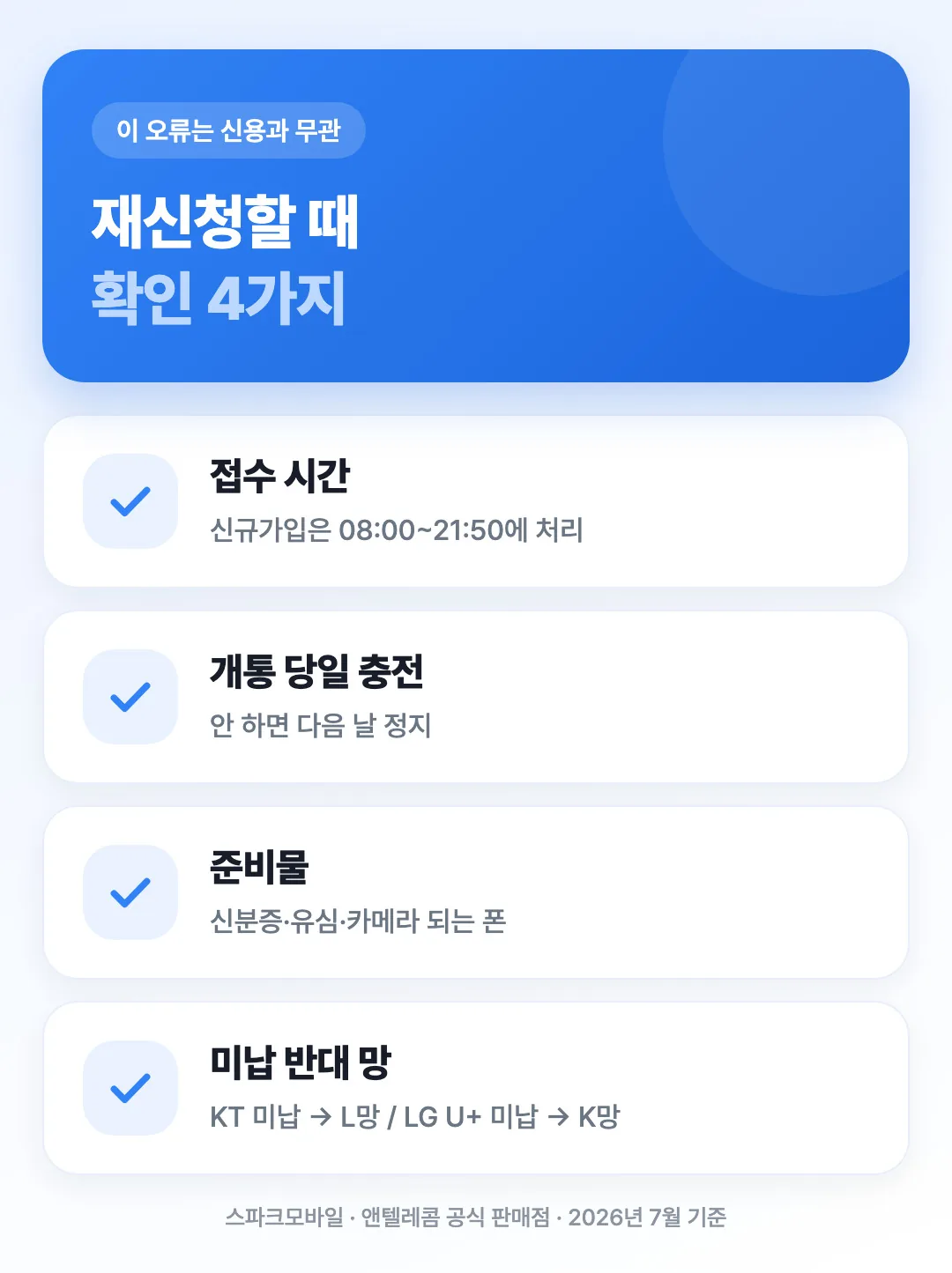 중고 USIM 오류 재신청 시 확인 4가지 체크리스트